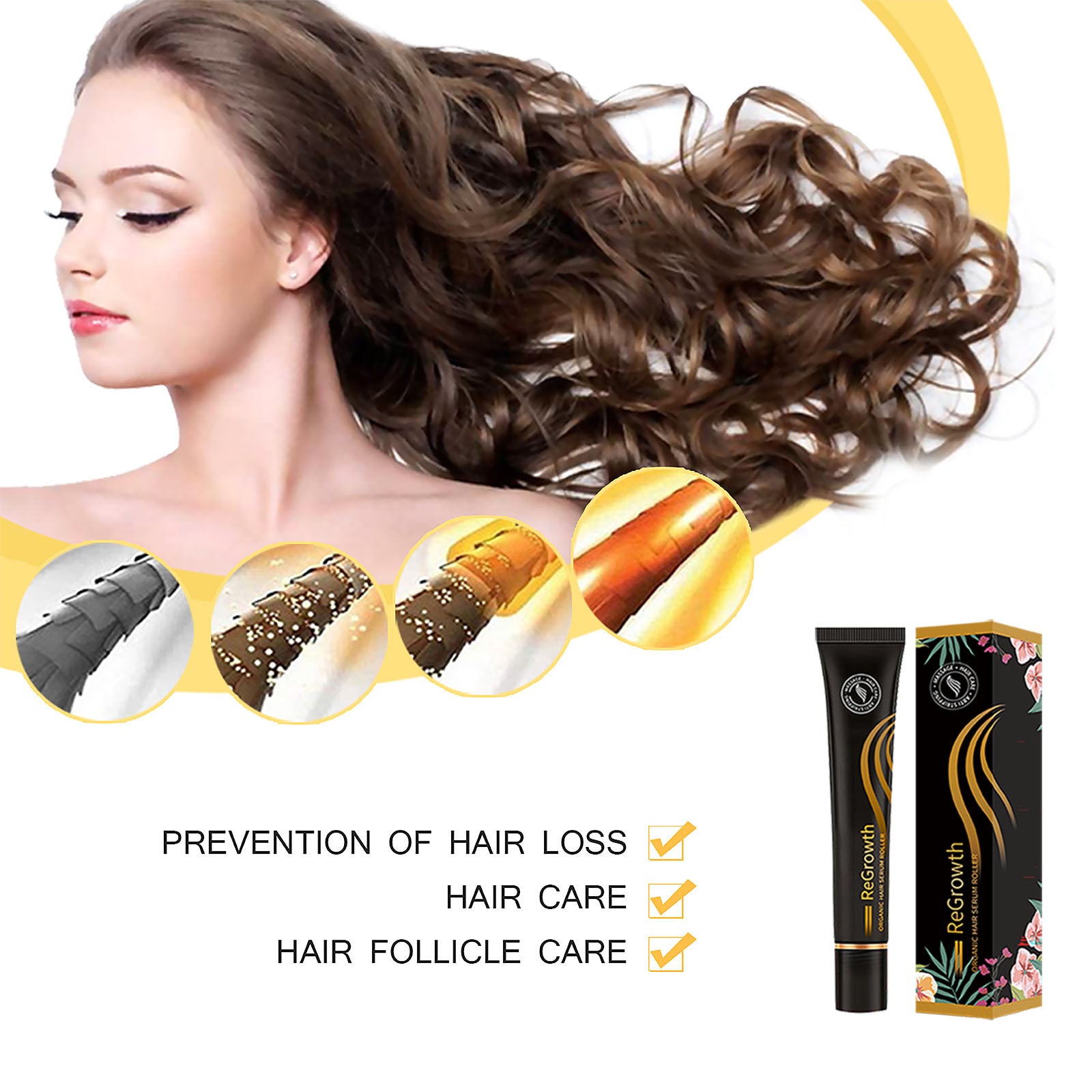 Regrowth Organic Hair Serum Roller Set Hair Care Anti Stripping Liquid Suitable For All Types Of Hair Loss Scalp Nourishing