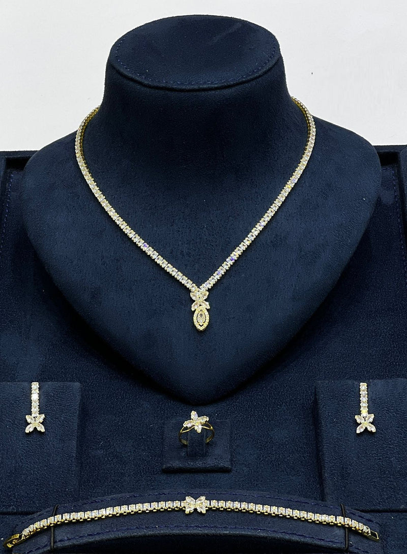 Floral Crystal Pendant Jewelry Set